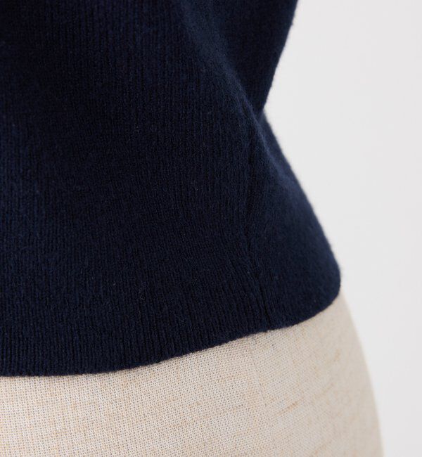  「金ボタン配色衿ニットトップス」|ニット・セーター|