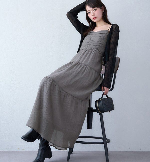  「背中あきティアードキャミワンピ」|ワンピース|