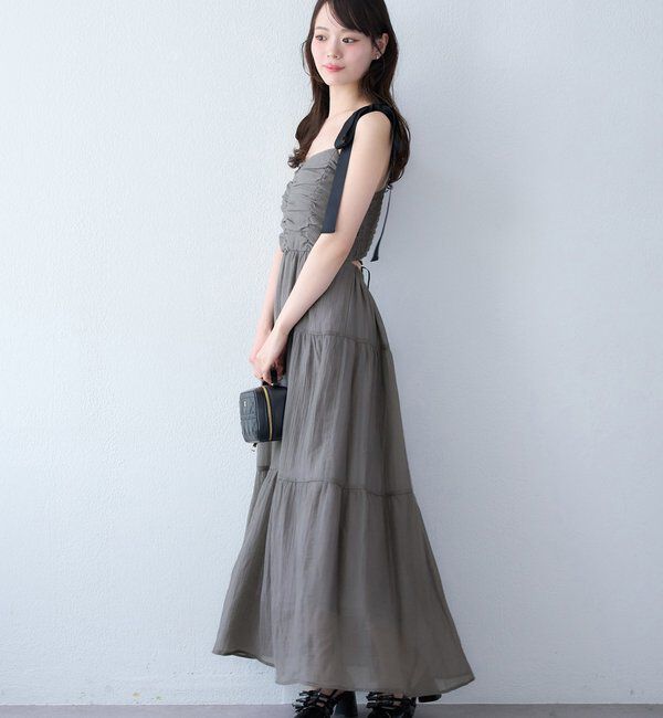  「背中あきティアードキャミワンピ」|ワンピース|