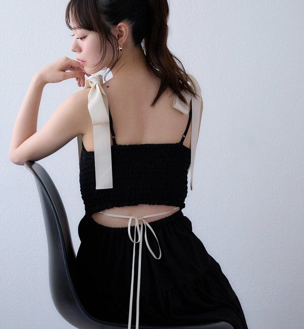  「背中あきティアードキャミワンピ」|ワンピース|ブラック