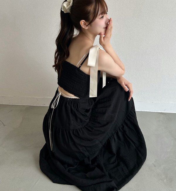  「背中あきティアードキャミワンピ」|ワンピース|