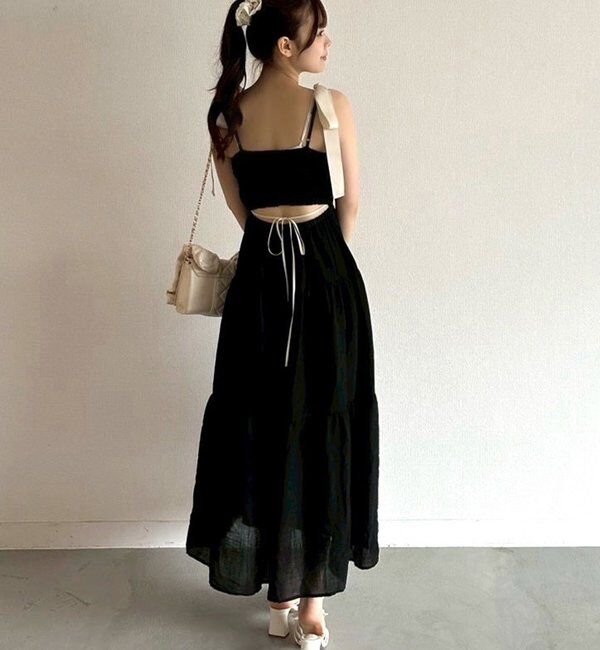  「背中あきティアードキャミワンピ」|ワンピース|