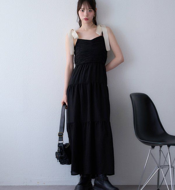  「背中あきティアードキャミワンピ」|ワンピース|