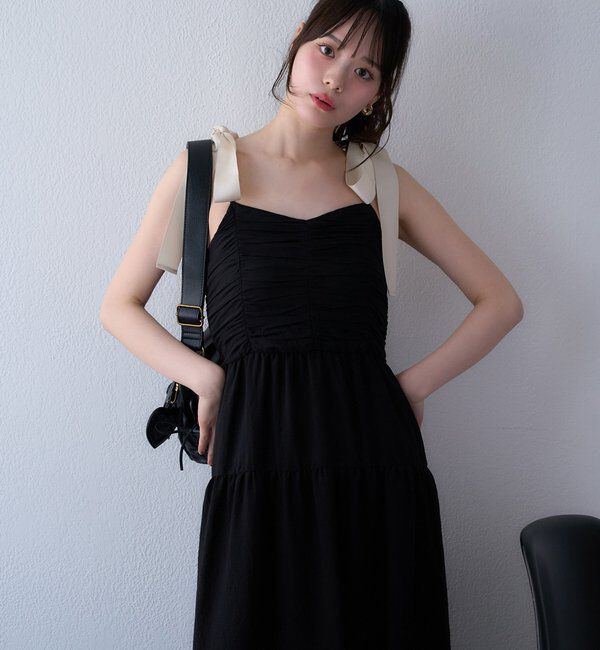  「背中あきティアードキャミワンピ」|ワンピース|