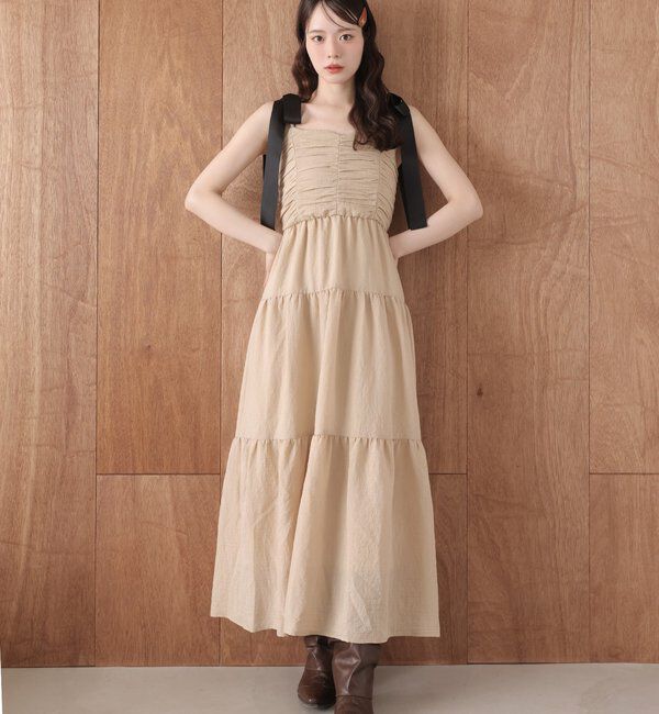  「背中あきティアードキャミワンピ」|ワンピース|