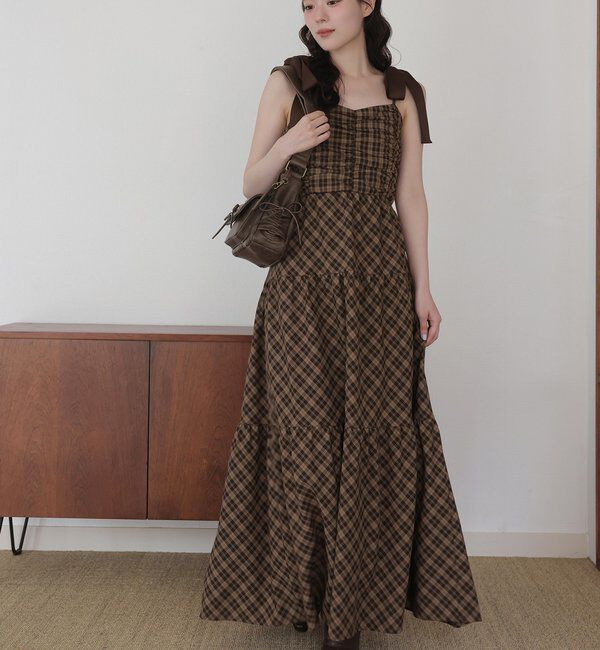  「背中あきティアードキャミワンピ」|ワンピース|