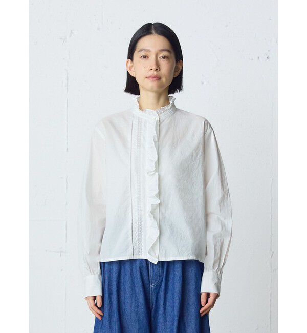 MidiUmi「MidiUmi フロントフリルレースシャツ」|シャツ・ブラウス|オフホワイト