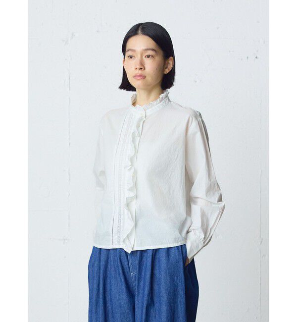 MidiUmi「MidiUmi フロントフリルレースシャツ」|シャツ・ブラウス|