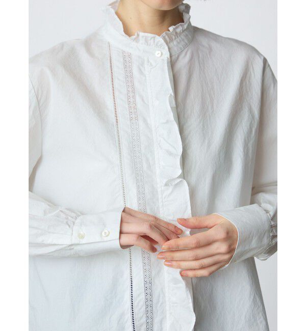 MidiUmi「MidiUmi フロントフリルレースシャツ」|シャツ・ブラウス|