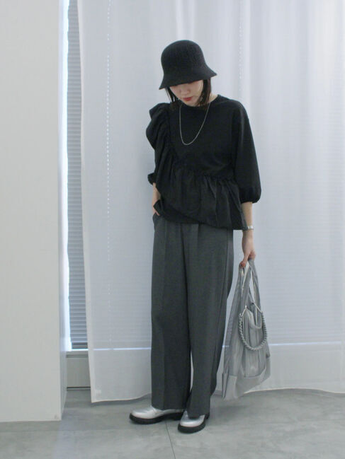 Samansa Mos2 blue「透かし柄ニットバケットハット」|その他|