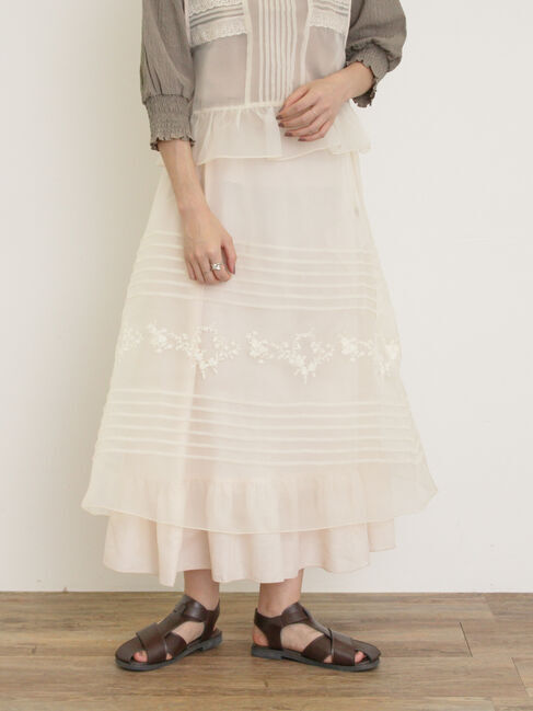 Samansa Mos2「オーガンジー刺繍スカート」|スカート|