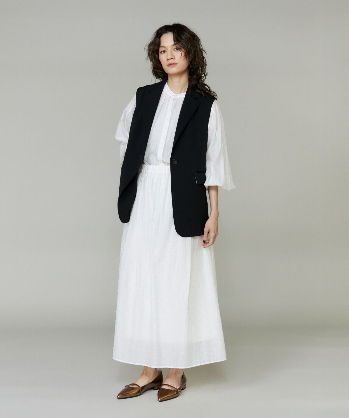 INED「《大きいサイズ》テーラードジレ」|ダウンベスト・ベスト|