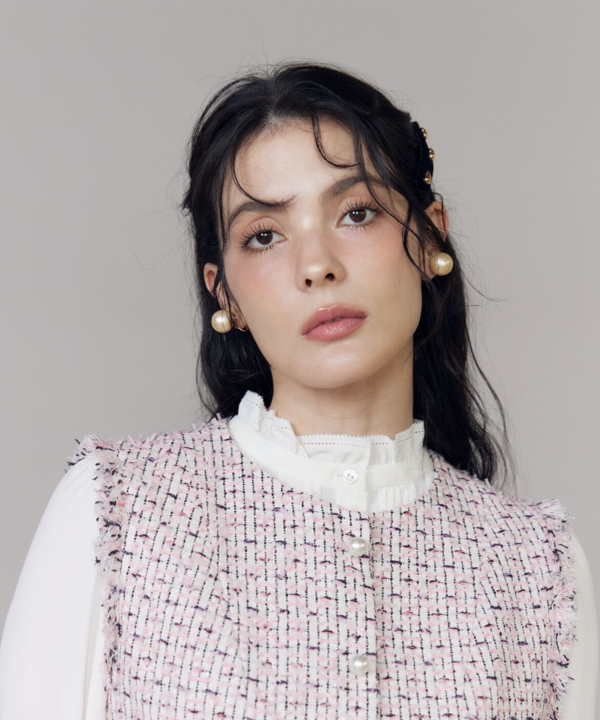 Maglie le cassetto「《大きいサイズ》フリンジツイードジレ《M Maglie le cassetto》」|ダウンベスト・ベスト|