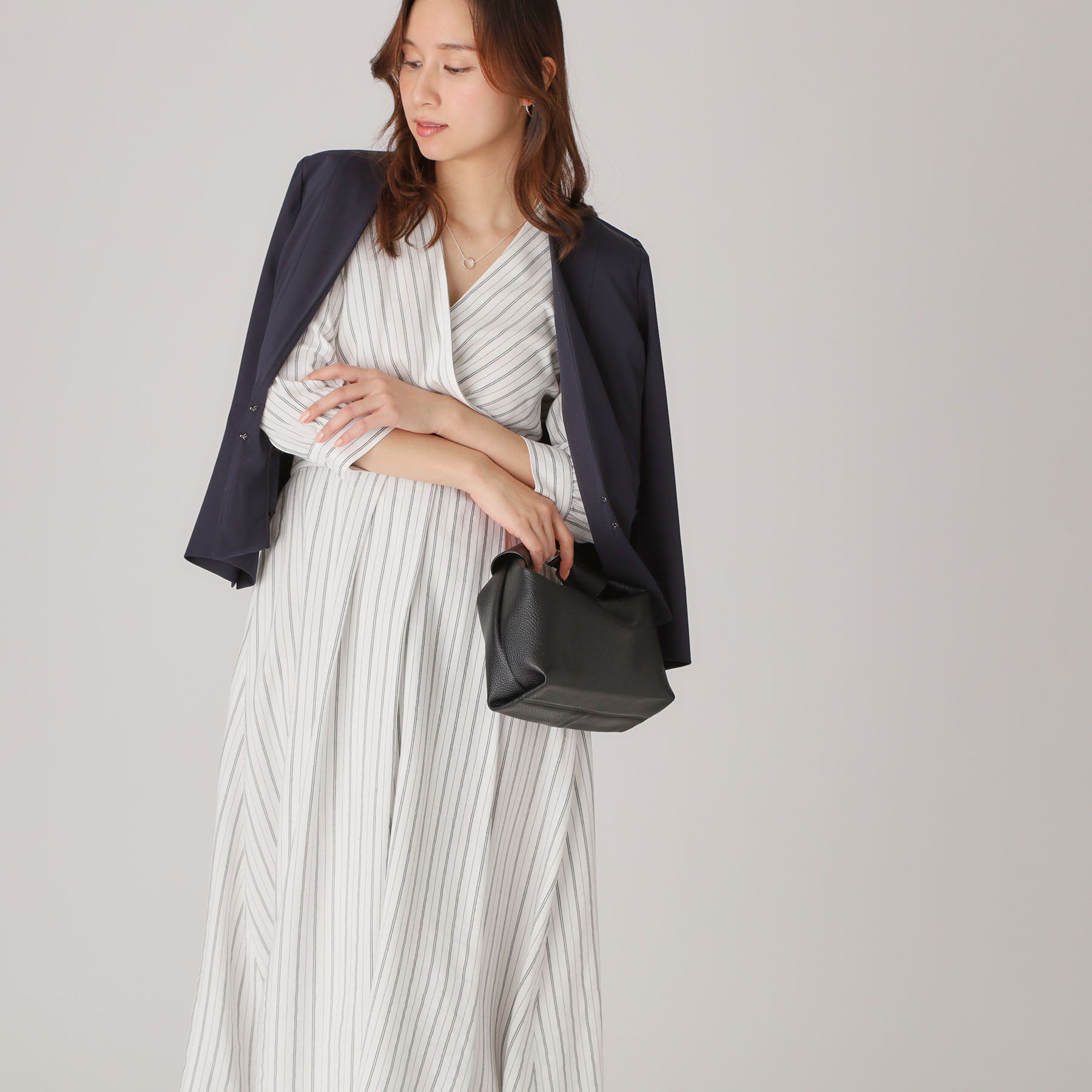 COUP DE CHANCE「【洗える】ストライプ柄 カシュクールワンピース」|ワンピース|