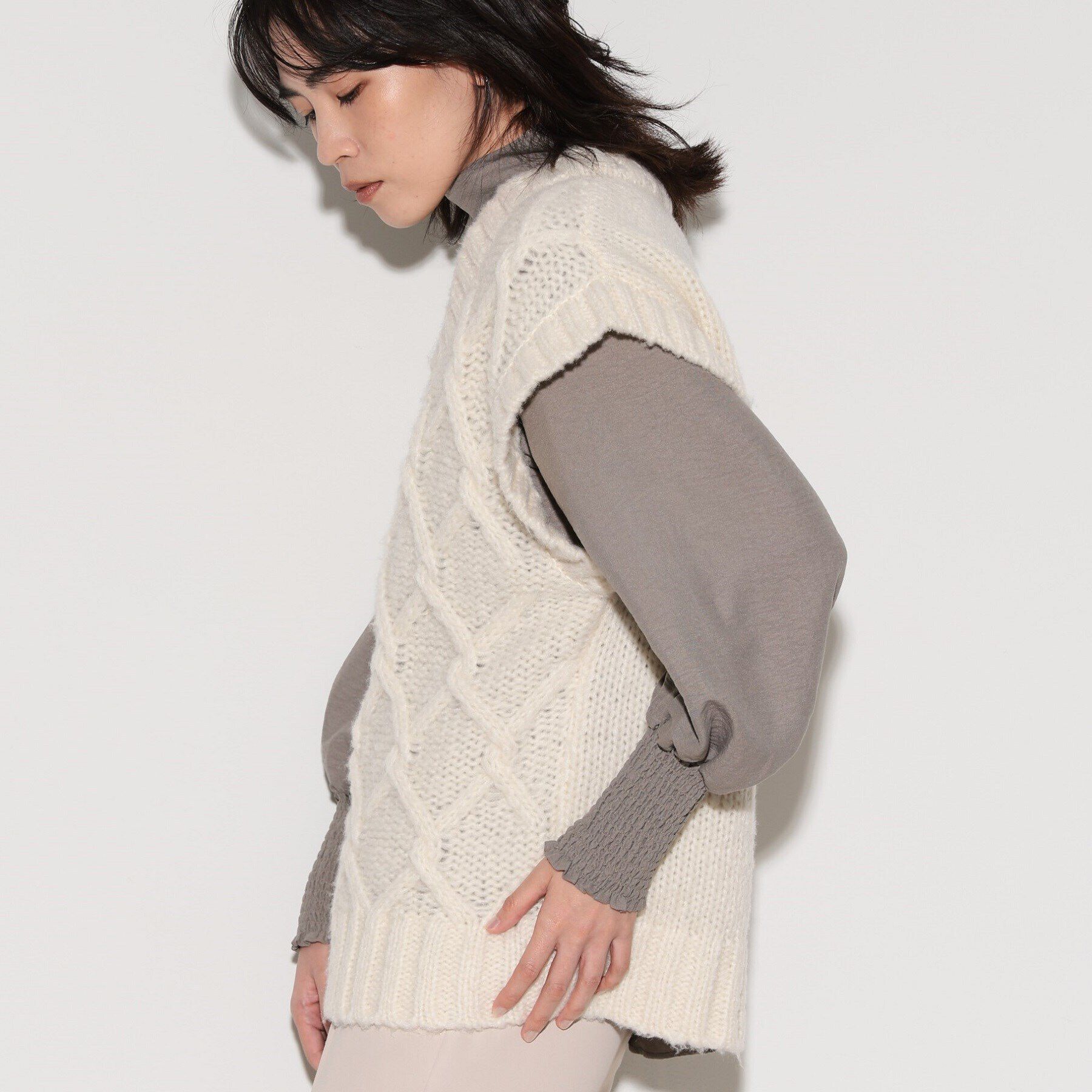 GALLEST「ケーブルニットベスト」|ベスト・ジレ|