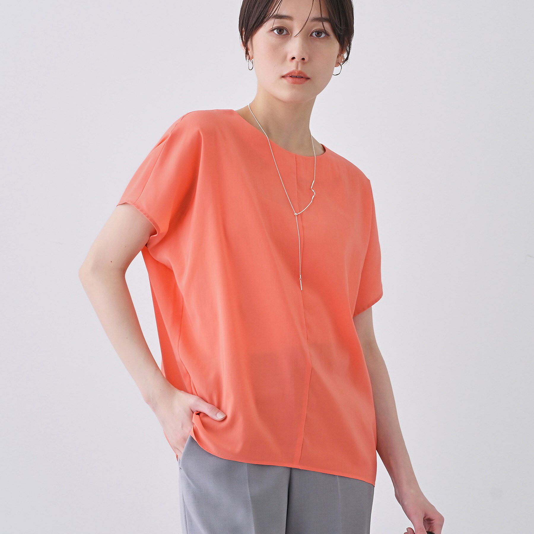 INDIVI「【通気性◎撥水／接触冷感／UVケア】ドルマンスリーブブラウス」|シャツ・ブラウス|オレンジ(067)