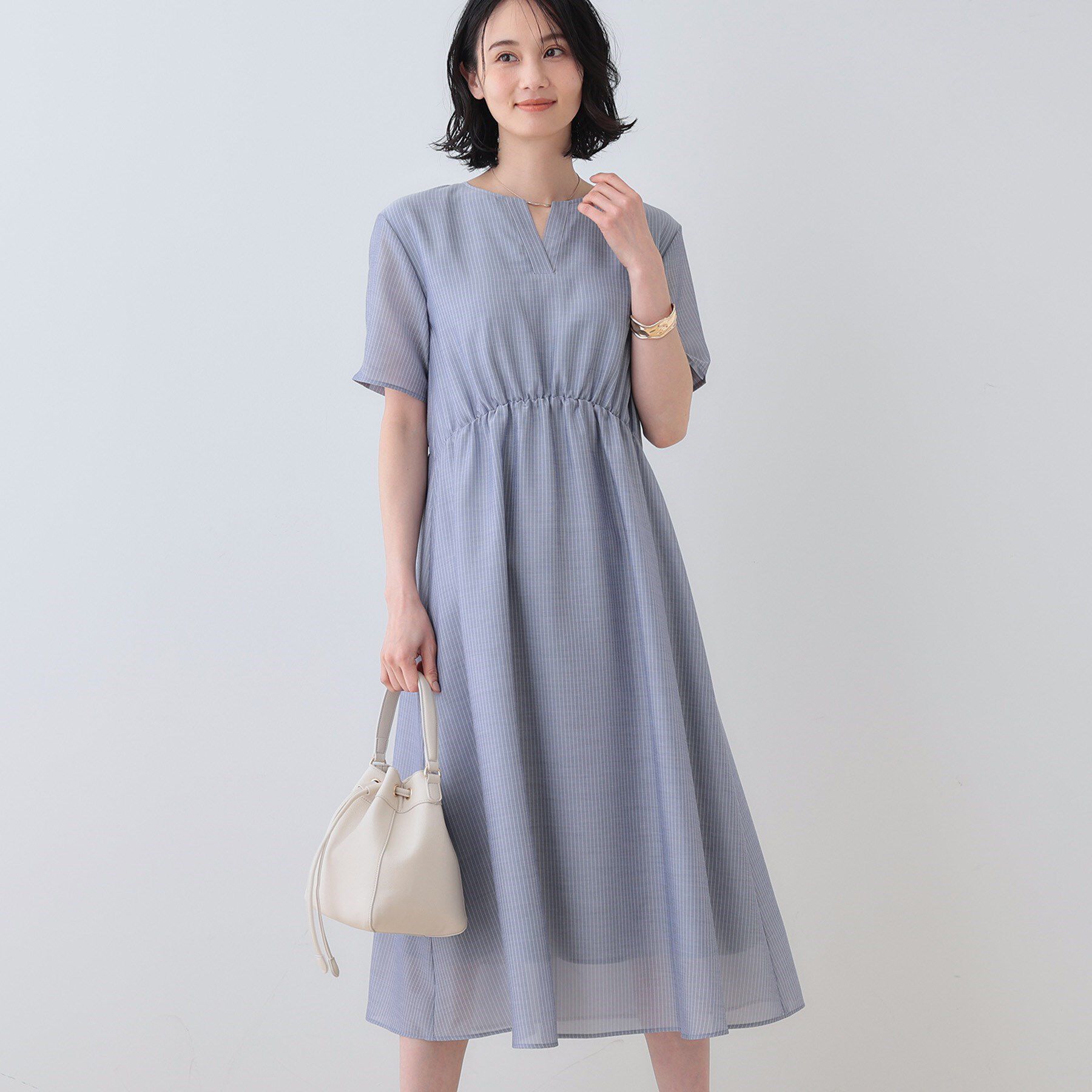 INDIVI「【洗える／エアリー】ハイウエストワンピース」|ワンピース|