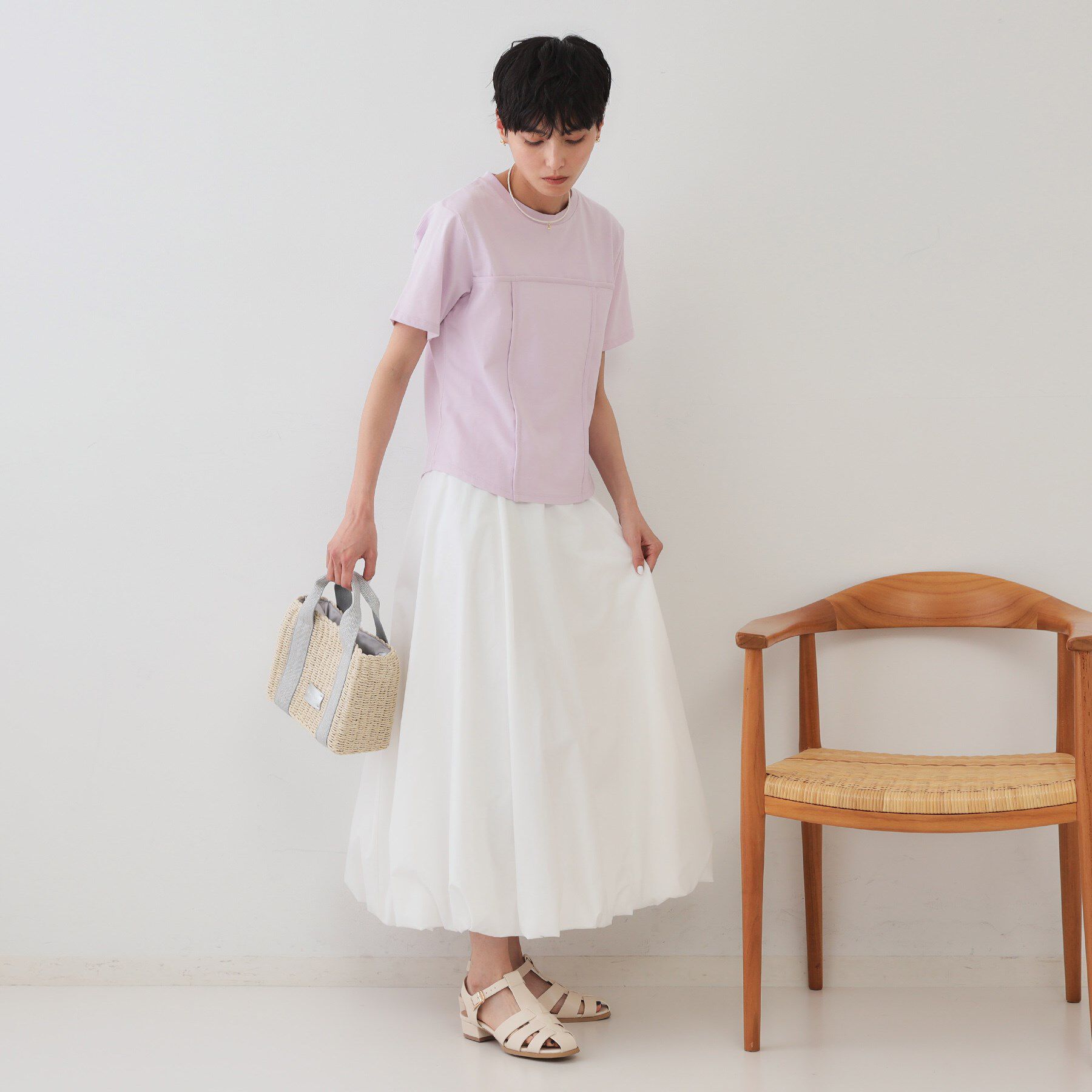 OPAQUE.CLIP「切り替えデザインカットソー【洗濯機洗い可】」|Tシャツ・カットソー|