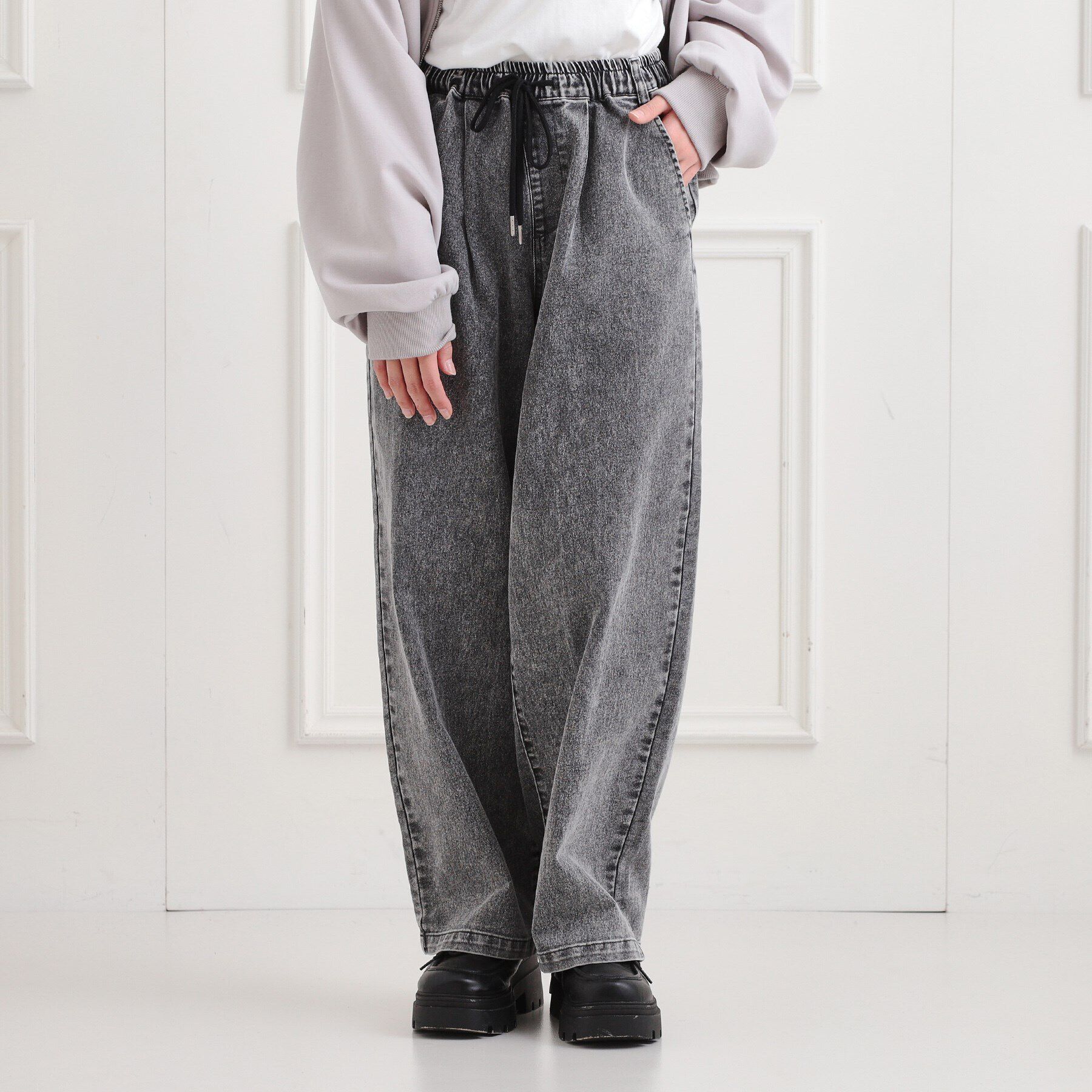 PINK-latte「イージーロングパンツ」|その他|ブラック(419)