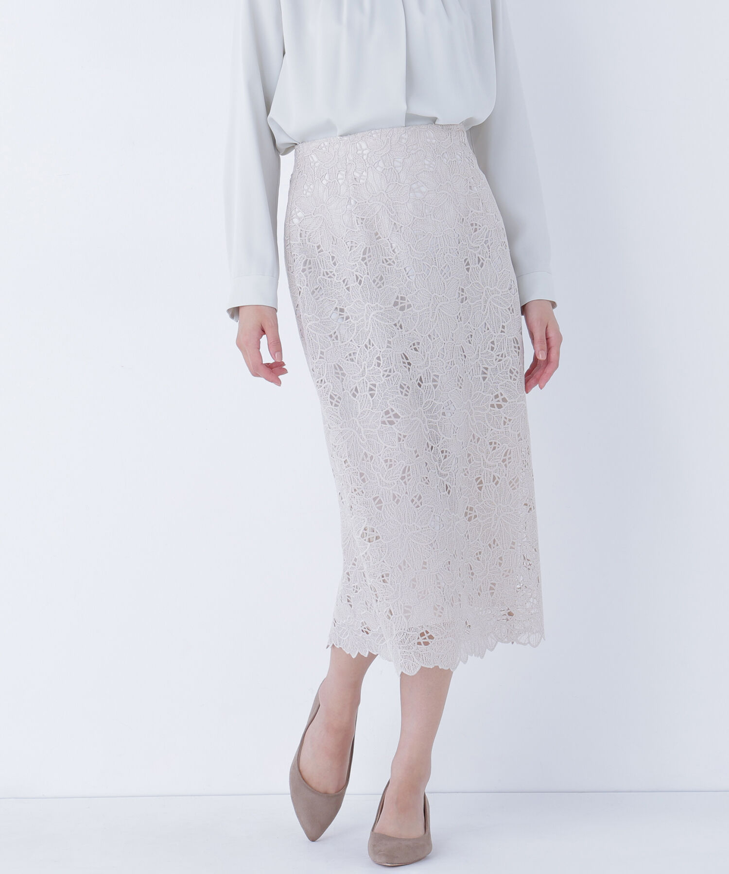  「フラワーレースタイトスカート」|スカート|