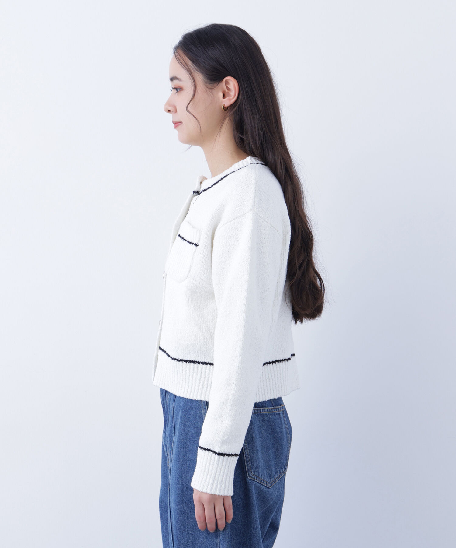  「〈N.〉バイカラーラインポケットカーディガン」|ニット・セーター|