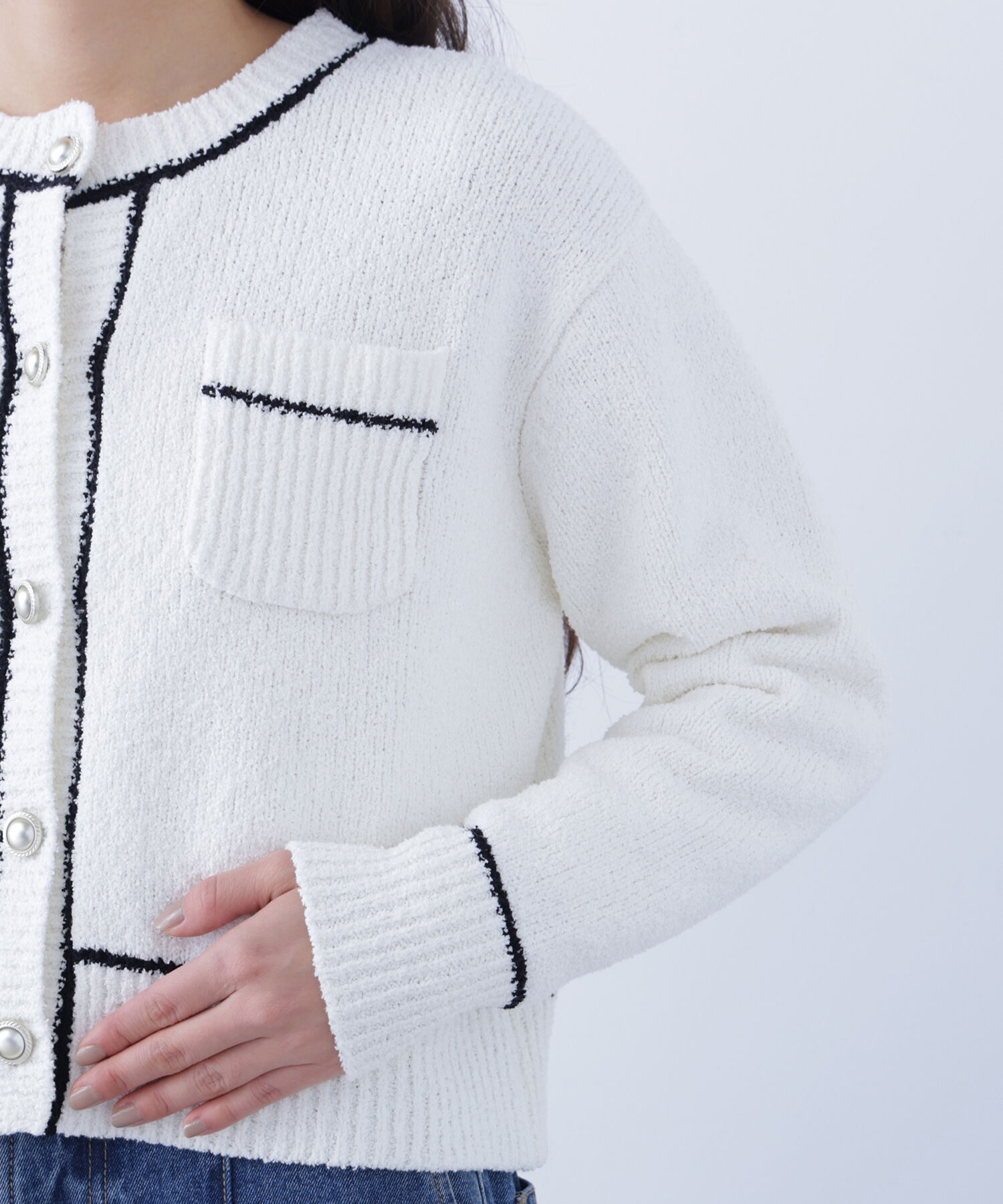  「〈N.〉バイカラーラインポケットカーディガン」|ニット・セーター|