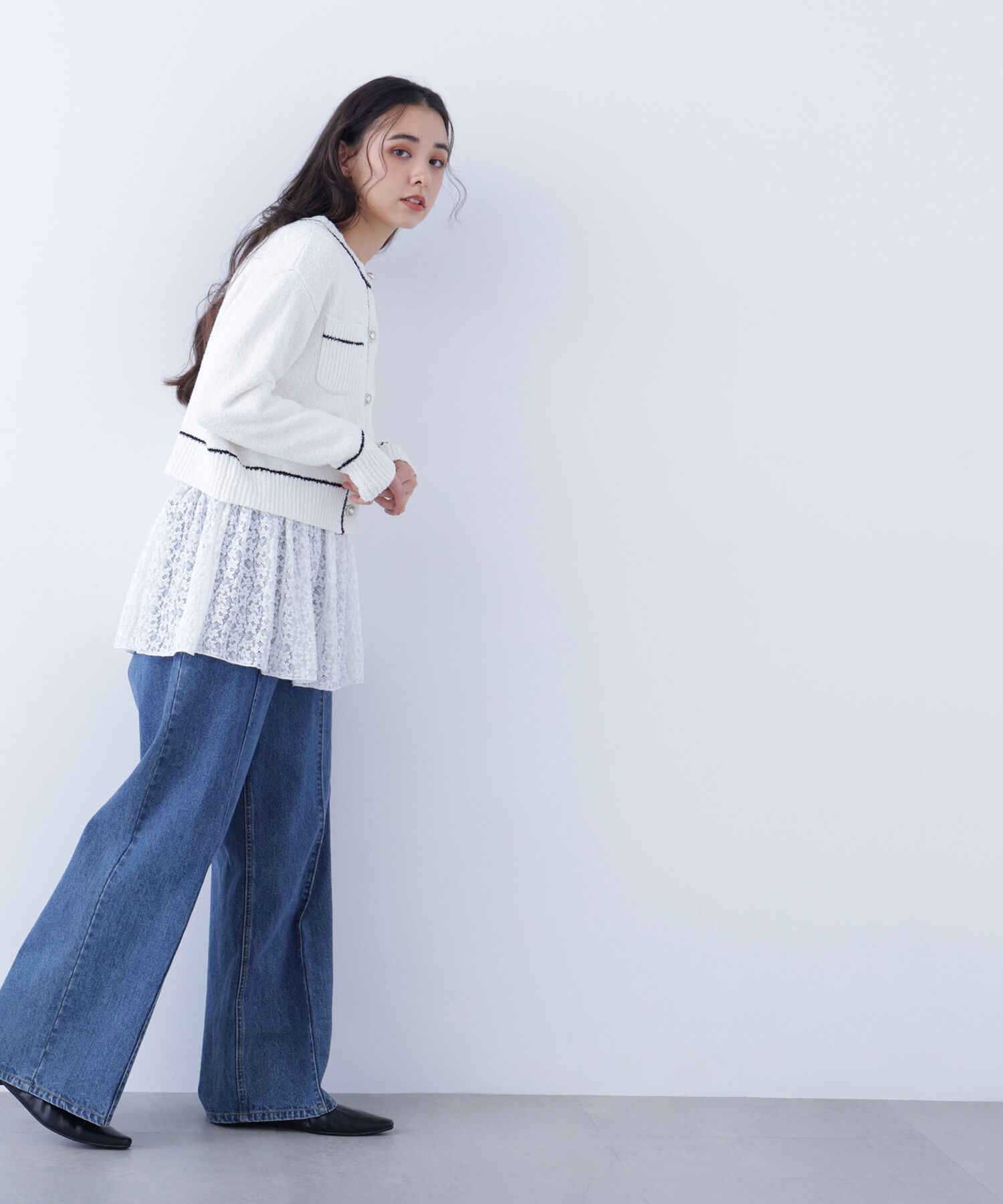  「〈N.〉バイカラーラインポケットカーディガン」|ニット・セーター|