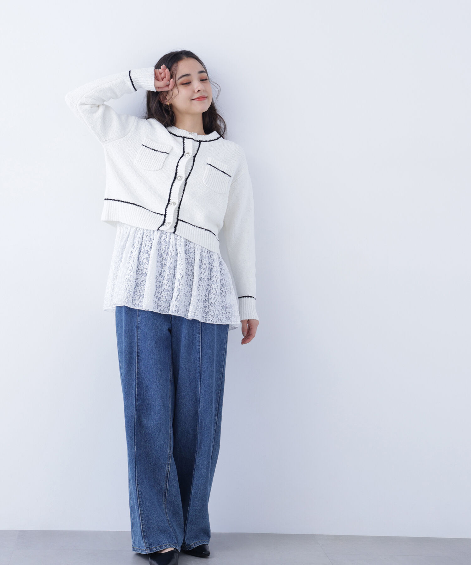  「〈N.〉バイカラーラインポケットカーディガン」|ニット・セーター|