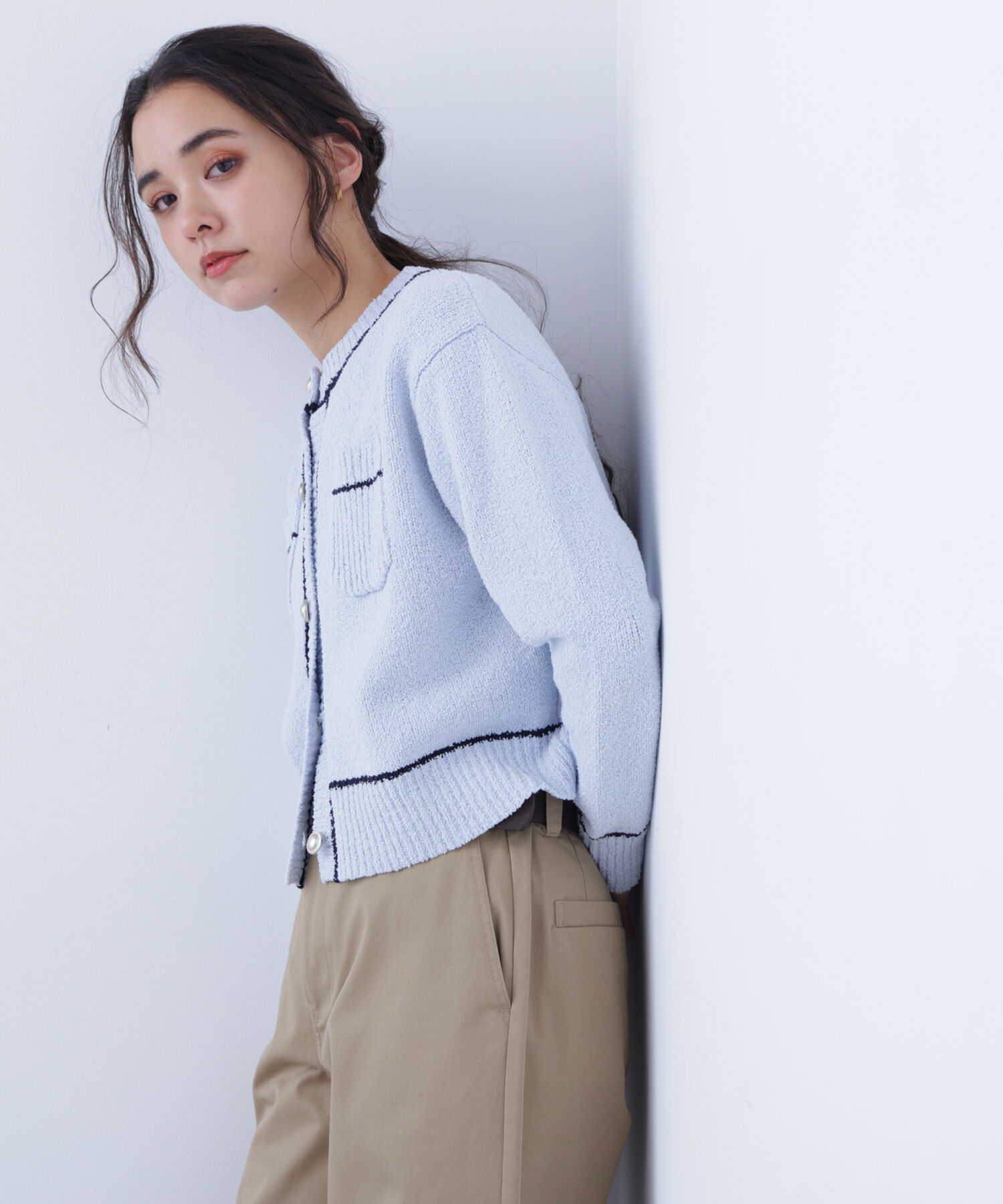  「〈N.〉バイカラーラインポケットカーディガン」|ニット・セーター|
