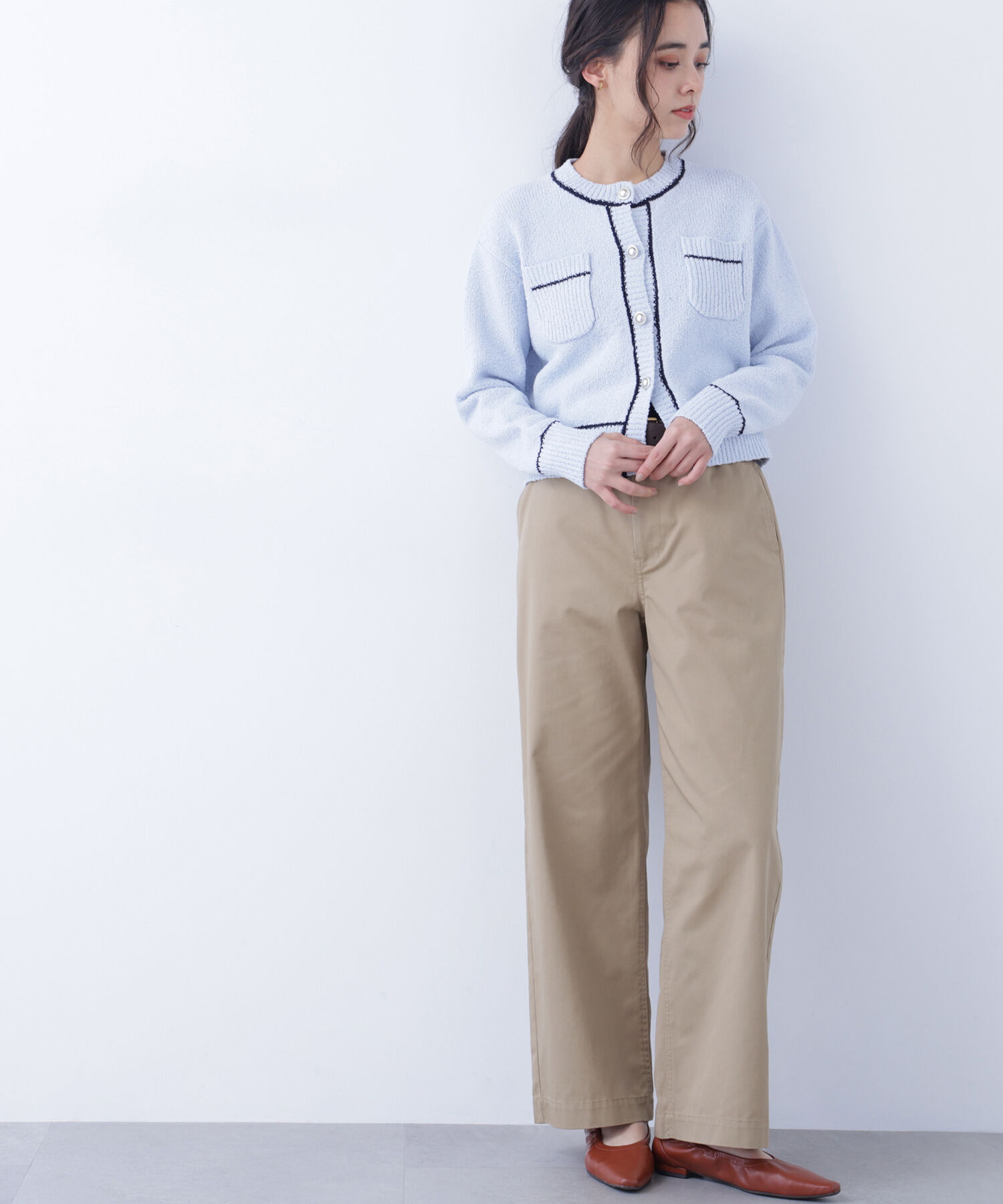  「〈N.〉バイカラーラインポケットカーディガン」|ニット・セーター|