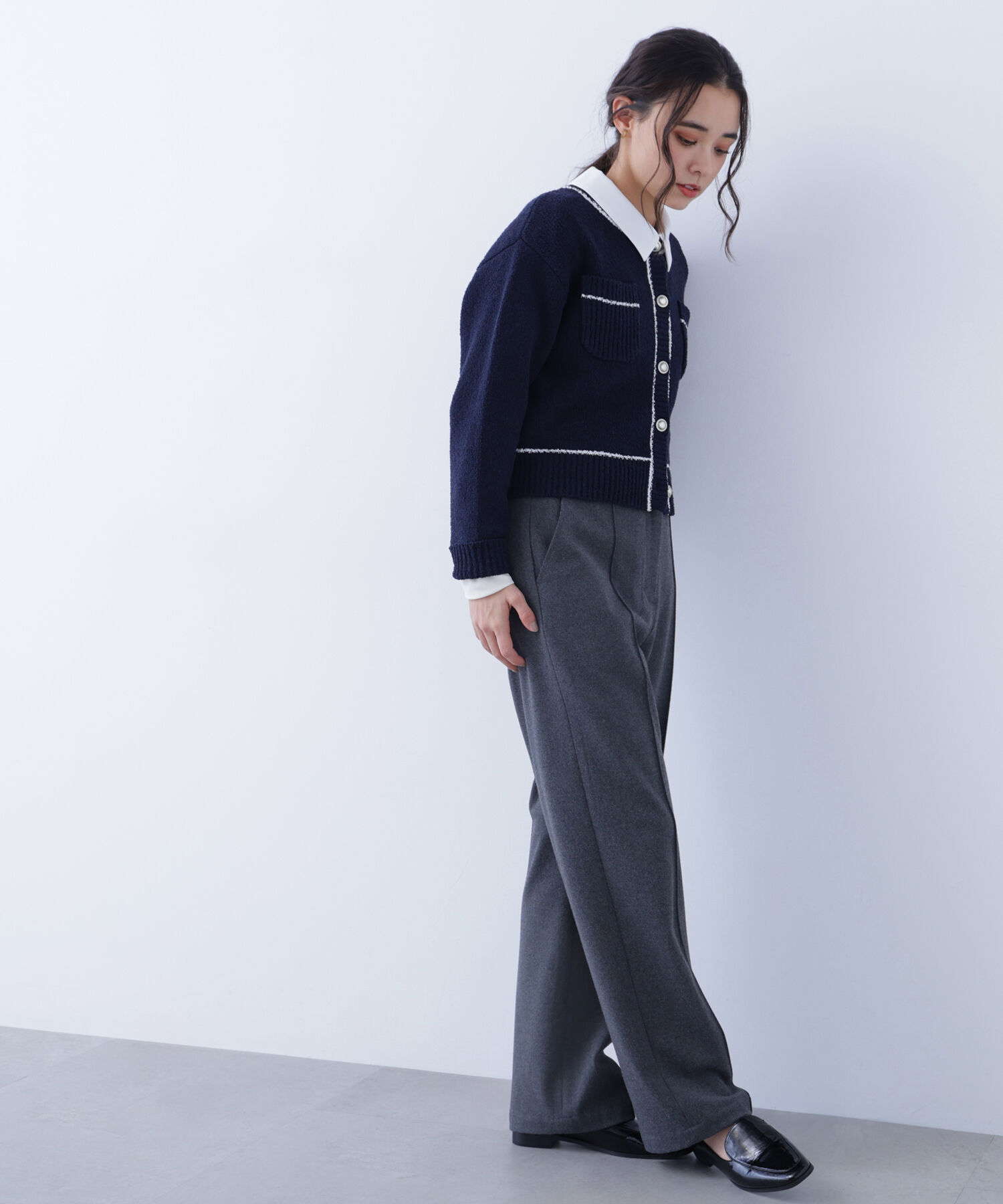 「〈N.〉バイカラーラインポケットカーディガン」|ニット・セーター|