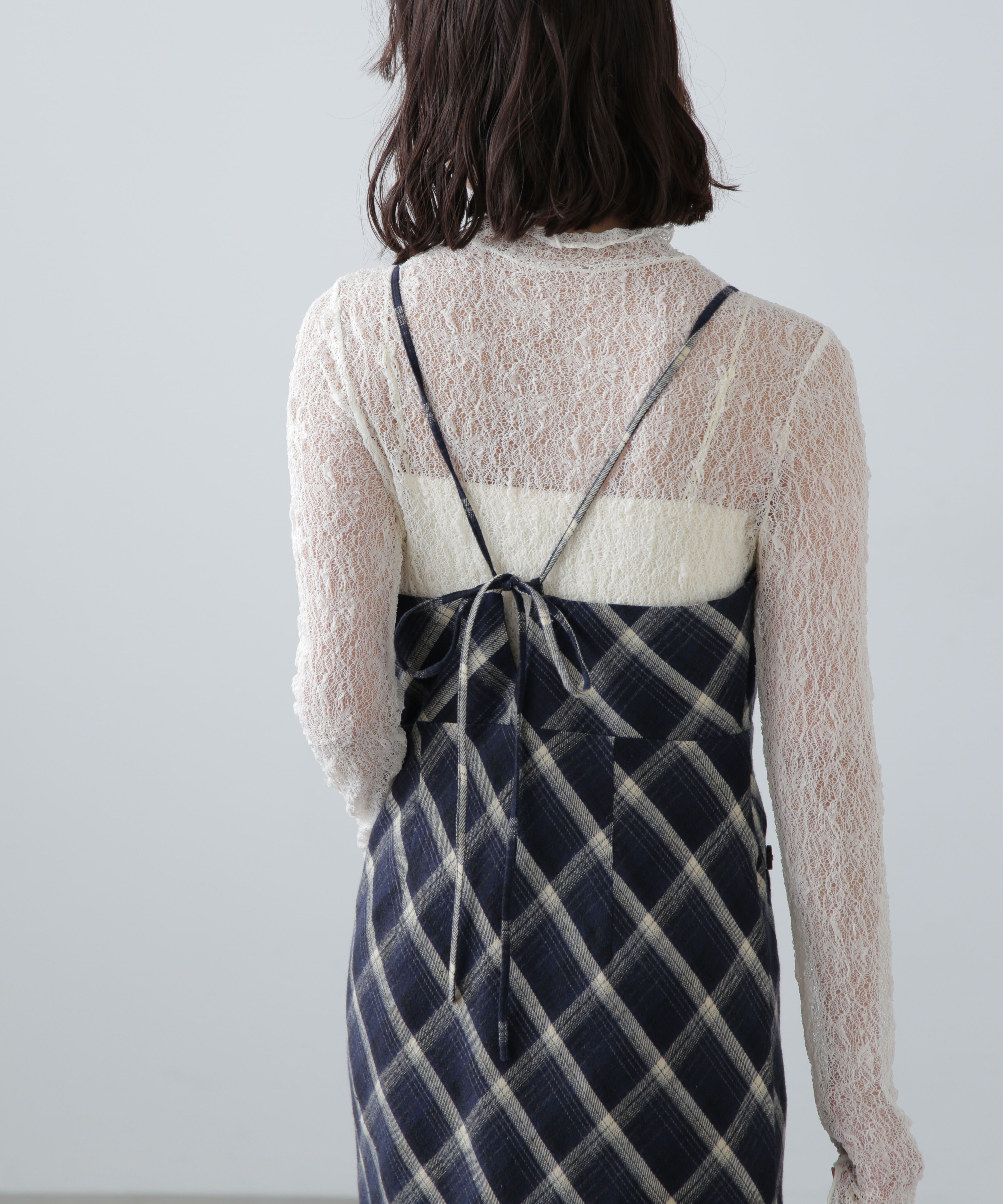  「ボタンスリットチェックキャミワンピース」|ワンピース|