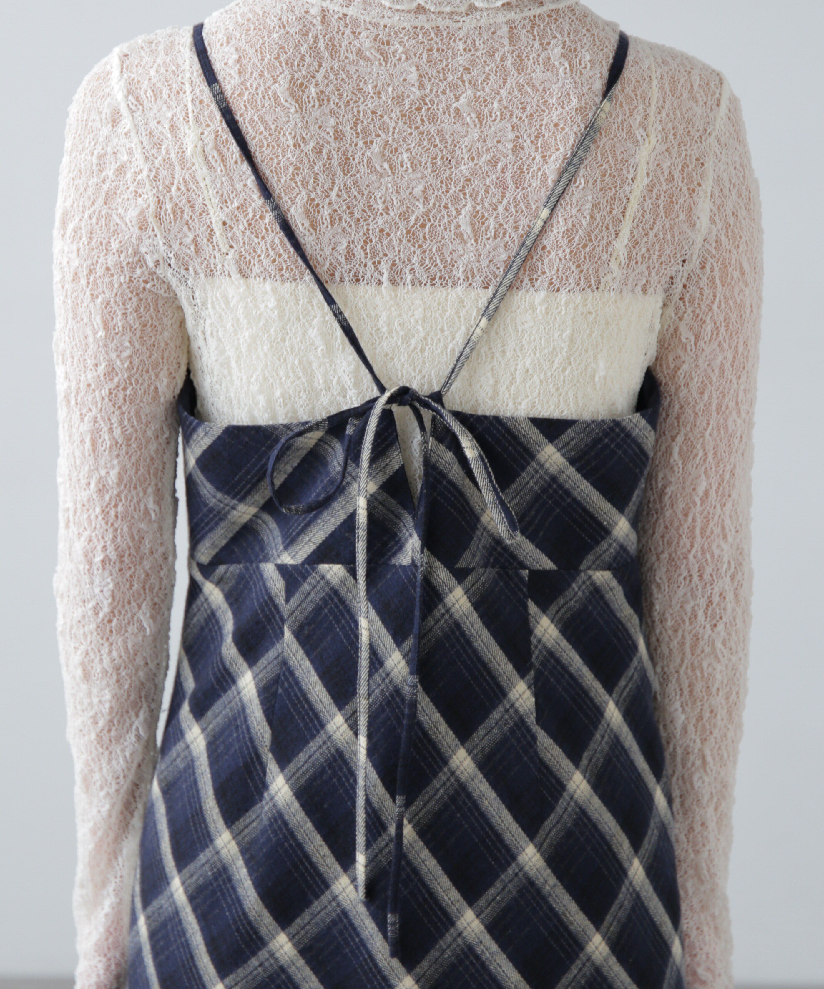  「ボタンスリットチェックキャミワンピース」|ワンピース|