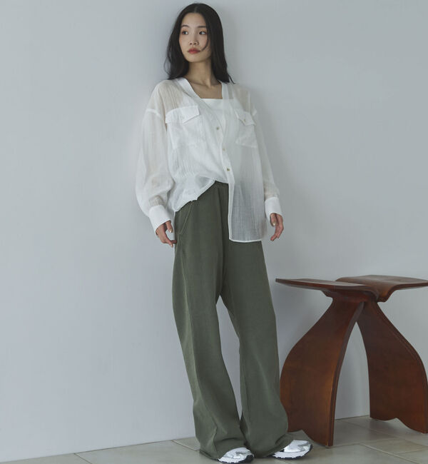 Doux archives「Ｖ開きシアー楊柳ブラウス」|シャツ・ブラウス|