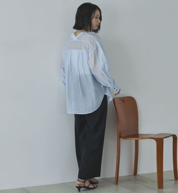 Doux archives「Ｖ開きシアー楊柳ブラウス」|シャツ・ブラウス|