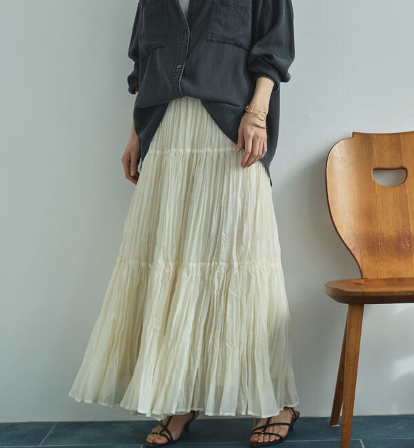 Doux archives「ワッシャーシアーティアードスカート」|スカート|IVORY
