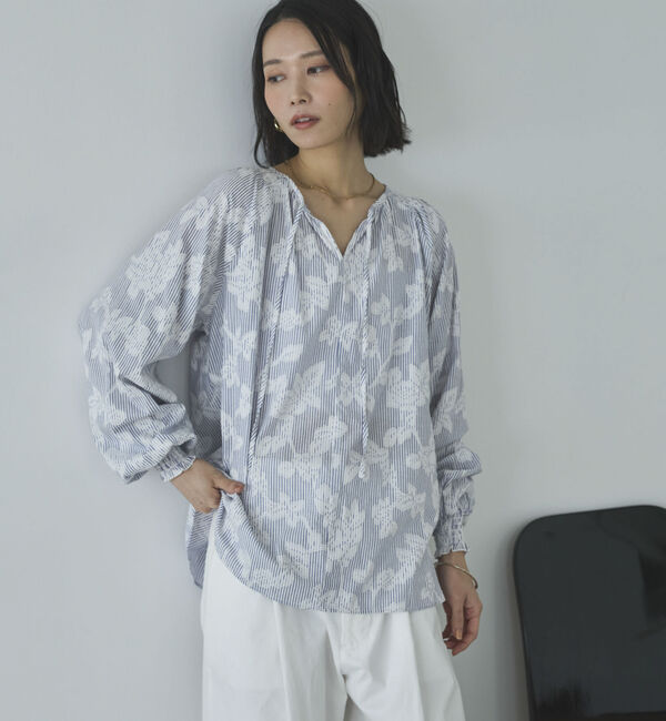 Doux archives「２ＷＡＹジャガードシャーリングブラウス」|シャツ・ブラウス|BLUE