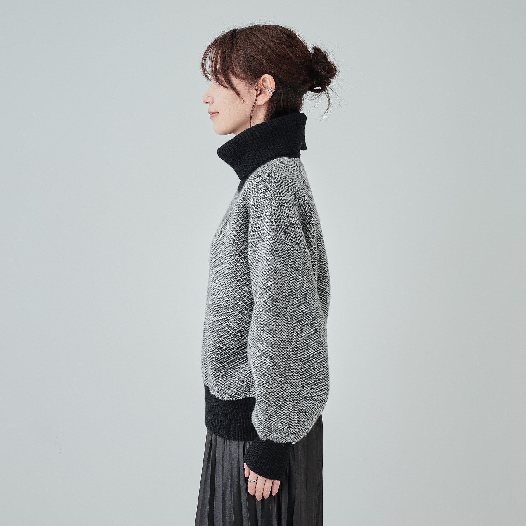 SHOO･LA･RUE「【S-LL】さりげないラメ感 配色ジャカード タートルネックニット」|ニット・セーター|