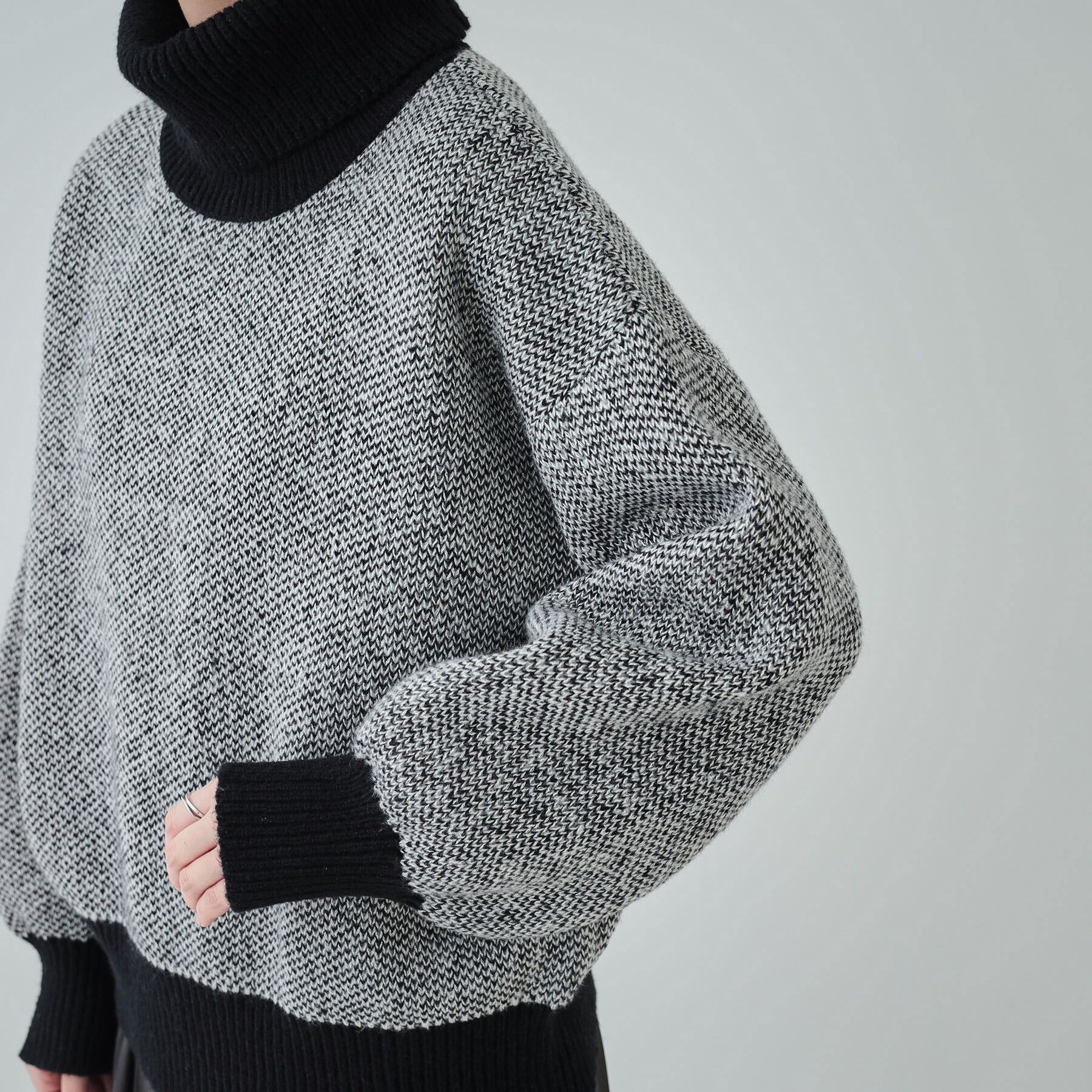 SHOO･LA･RUE「【S-LL】さりげないラメ感 配色ジャカード タートルネックニット」|ニット・セーター|