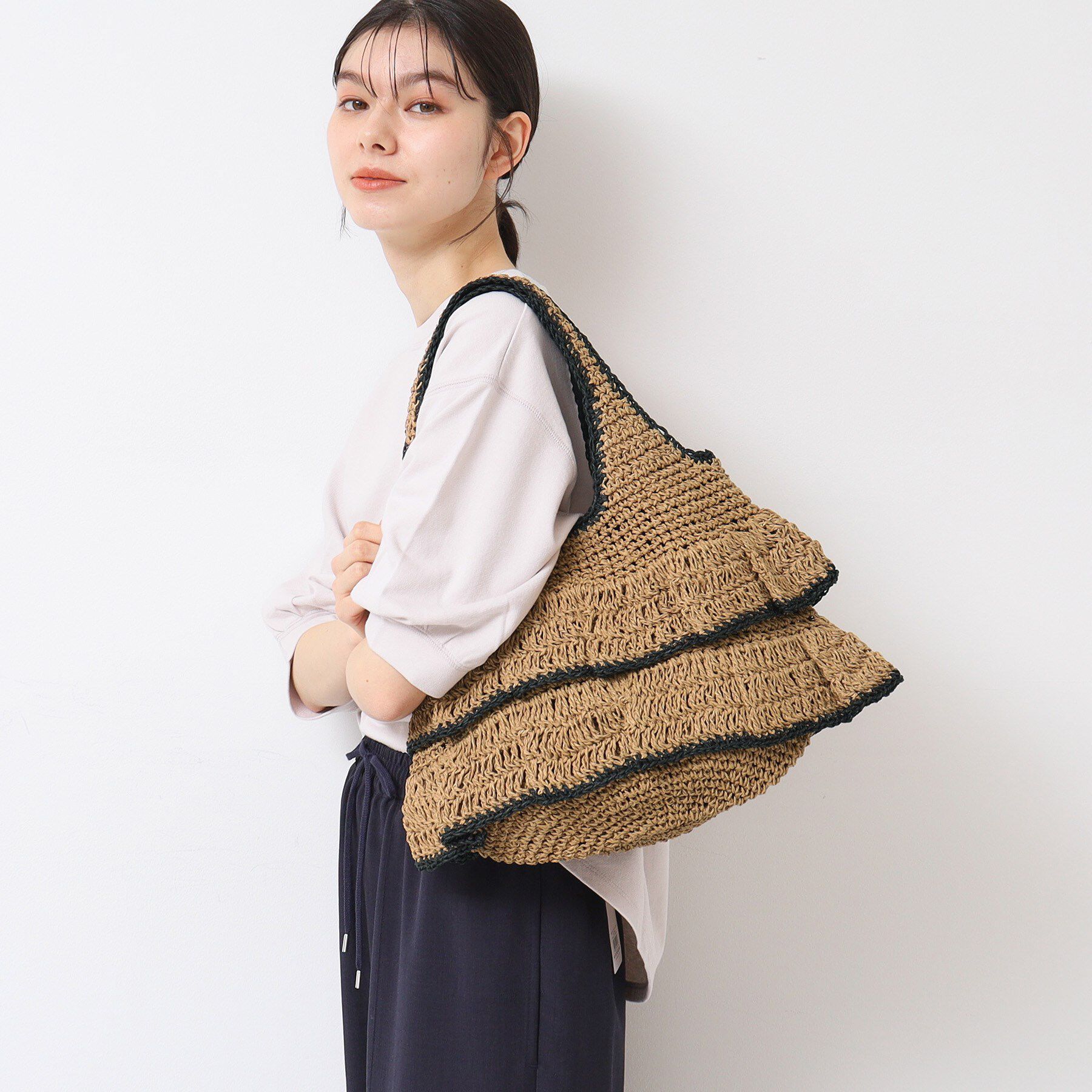 Dessin「【軽量】フリルペーパートート」|トートバッグ|キャメルブラウン(5