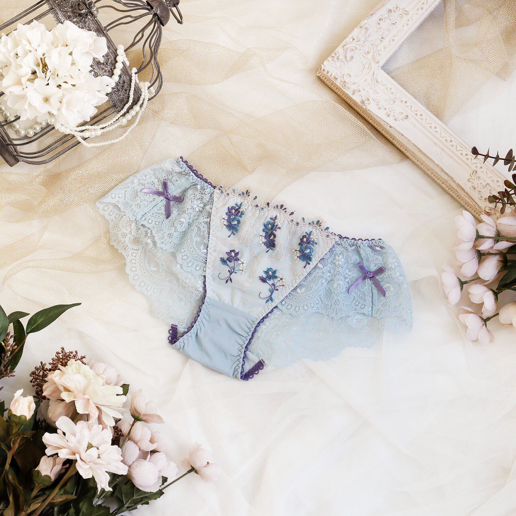 Risa Magli「シーラ レースショーツ」|インナー|ブルー(092)
