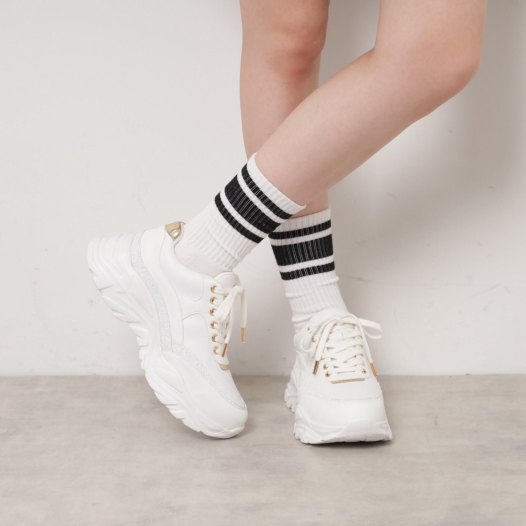 ESPERANZA「グリッターラインスニーカー」|スニーカー|ホワイト(001)