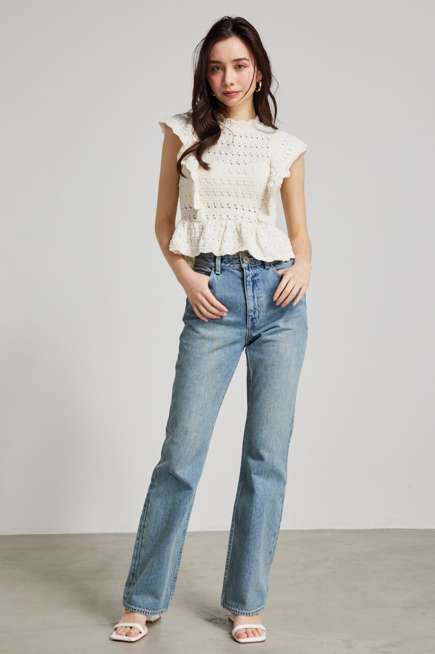 rienda「Shapely Make J/W DENIM PT」|デニム|L/BLU1