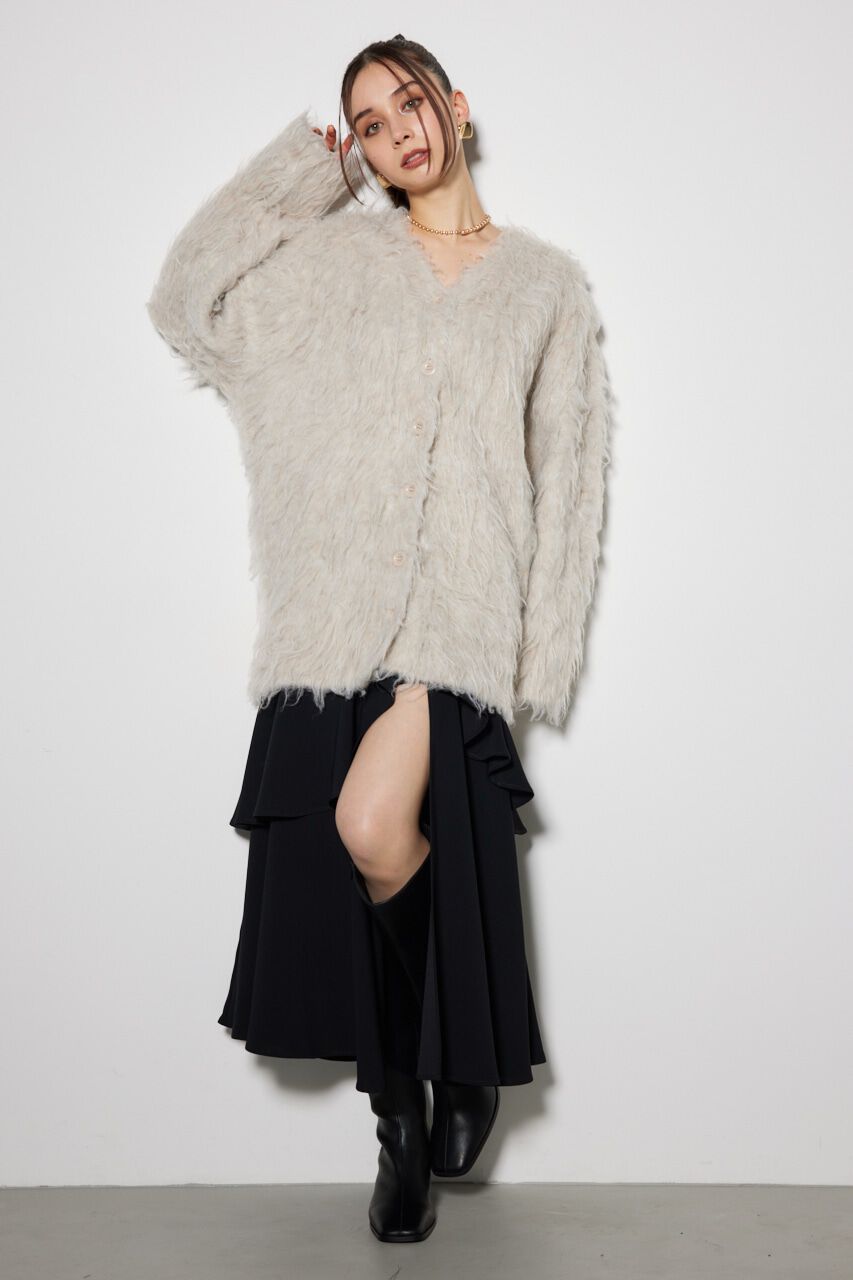 rienda「2WAYロングシャギールーズニットカーデ」|カーディガン|