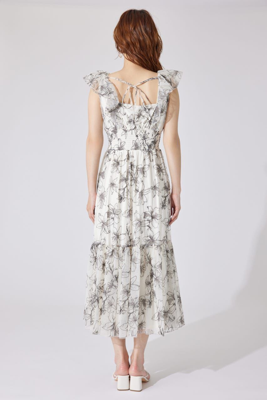 rienda「エンブロイダリーチュールフレアスリーブワンピース」|ワンピース|