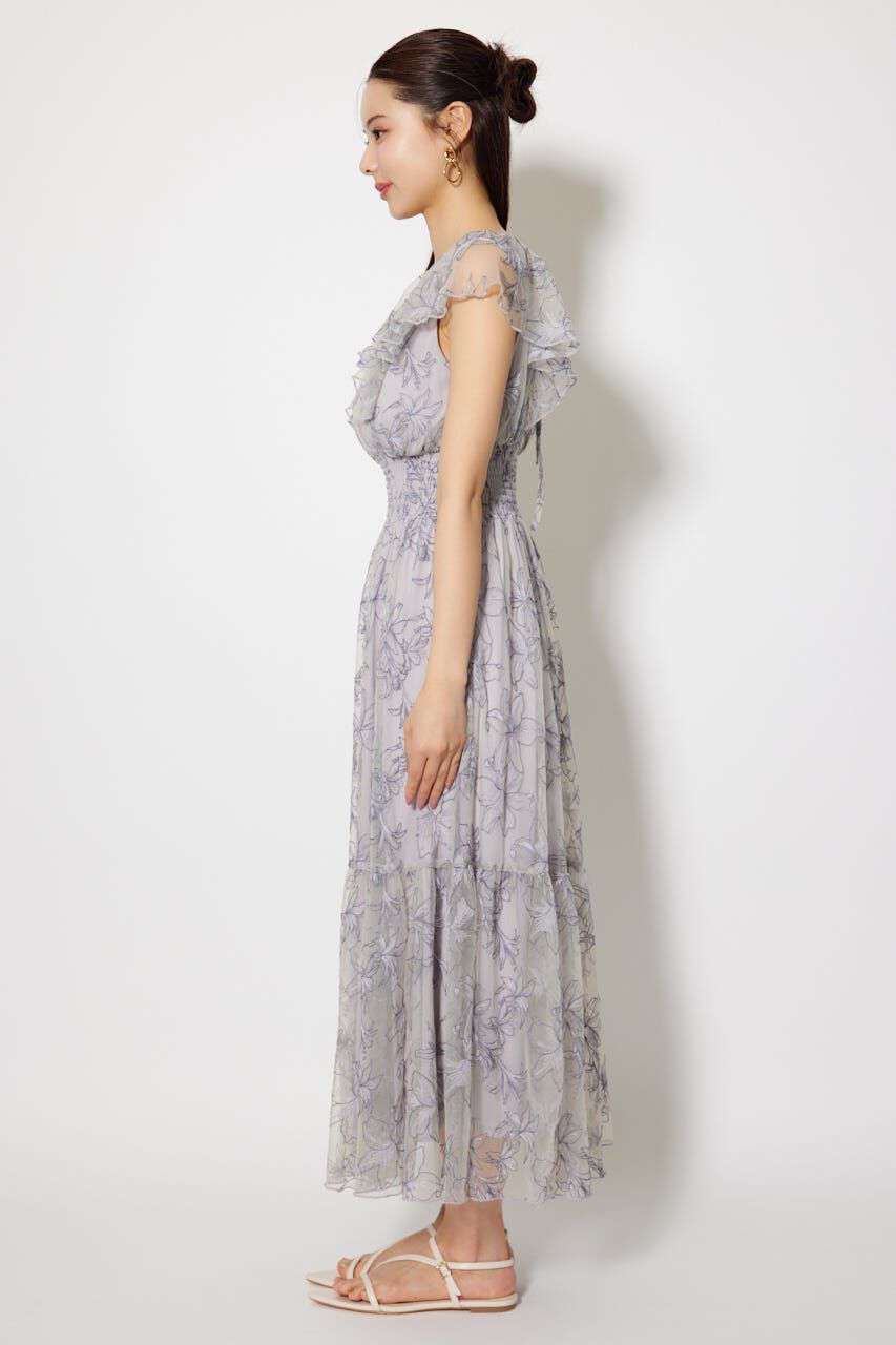 rienda「エンブロイダリーチュールフレアスリーブワンピース」|ワンピース|