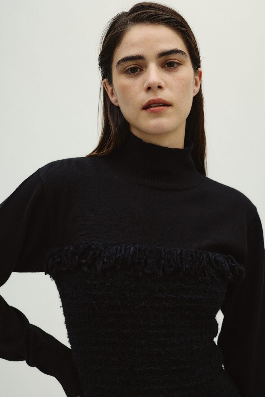 RIM.ARK 「Tweed docking knit tops」|ニット・セーター|BLK