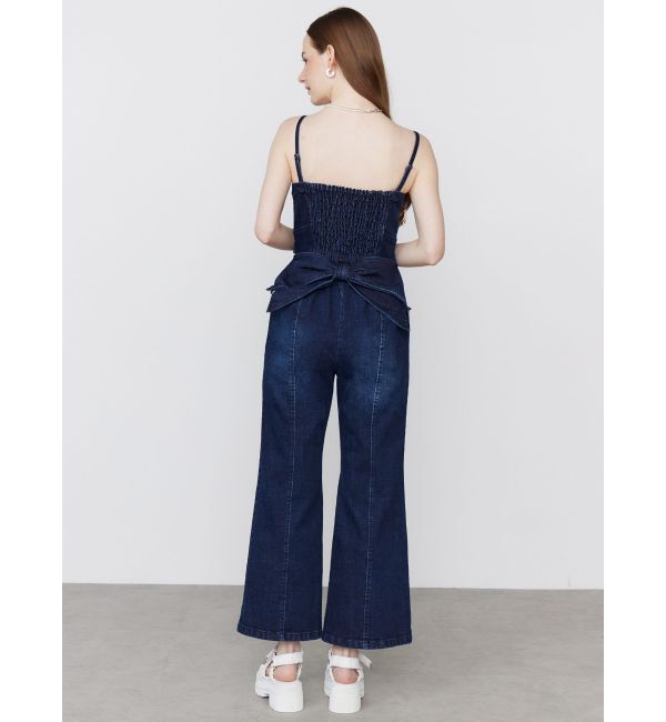 CALNAMUR「BACK RIBBON DENIM ALL IN ONE/バックリボンデニムオールインワン」|ワンピース|