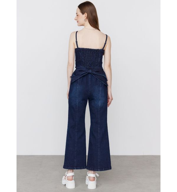 CALNAMUR「BACK RIBBON DENIM ALL IN ONE/バックリボンデニムオールインワン」|ワンピース|
