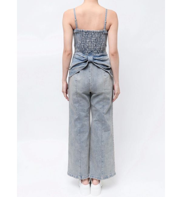 CALNAMUR「BACK RIBBON DENIM ALL IN ONE/バックリボンデニムオールインワン」|ワンピース|